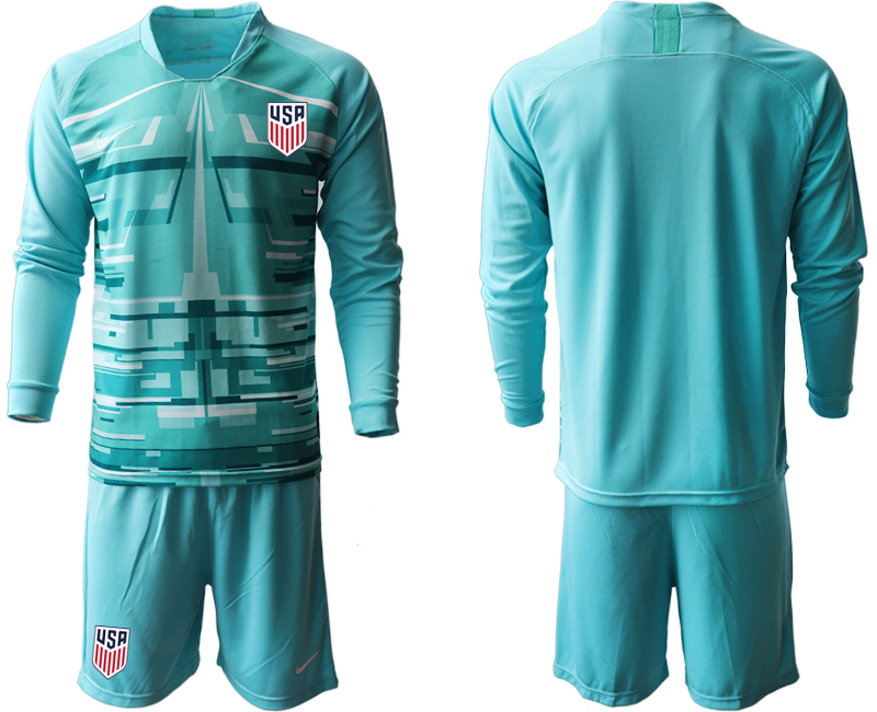 Men 2020-2021 Season National team United States goalkeeper Long sleeve blue Soccer Jersey1